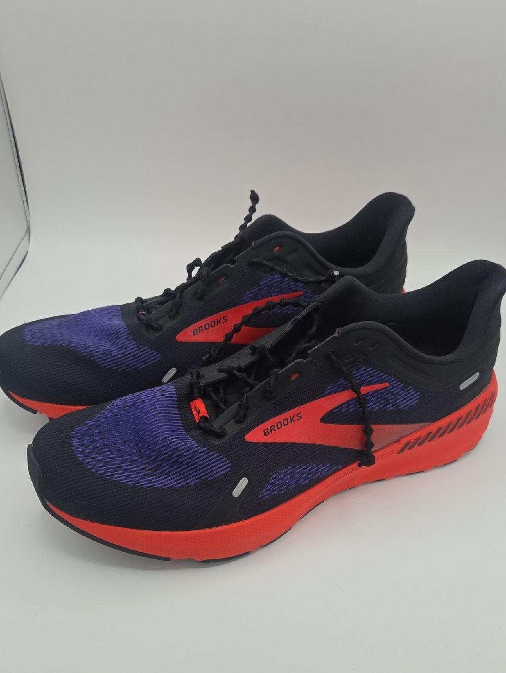 Brooks Men’s Swim-Style Sneakers — Black, Purple & Red-Orange